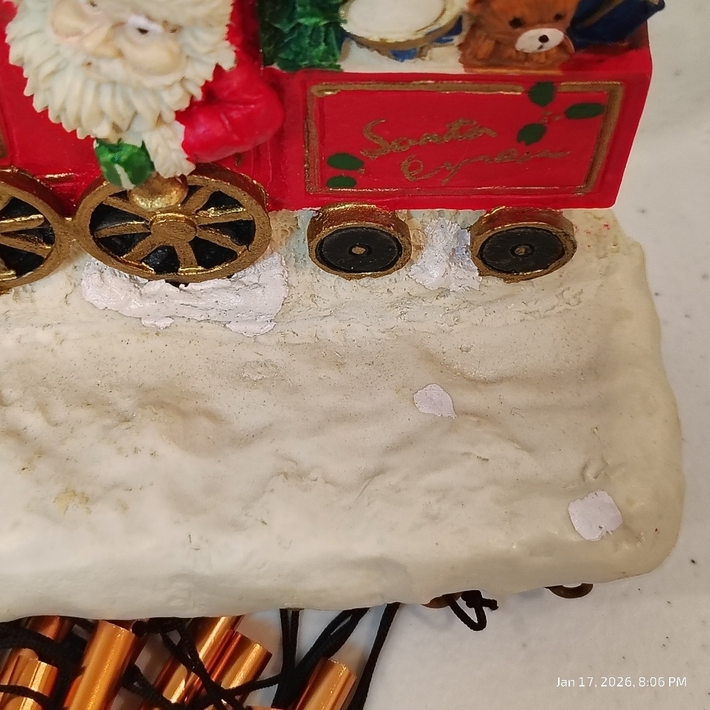 VINTAGE SANTA ON TRAIN WIND CHIMES CHRISTMAS SANTA EXPRESS HAND PAINTED - Picture 6 of 6